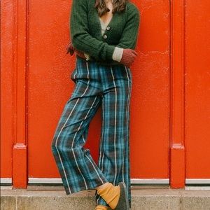 Abby Plaid Brushed Wool Trouser Pant